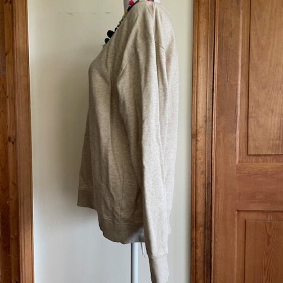 J. CREW Embellished Beaded Sweatshirt Oatmeal Mermaid M - Picture 10 of 16